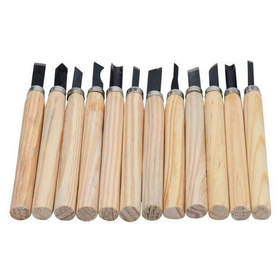 Clearance! Fenull Chisel 12Pcs Tool Hand Woodworking Woodworkers Set Wood Gouges Carving Office & Stationery, Gouges Clearance Sale, 1 Set of 12 Carving Knives Beige