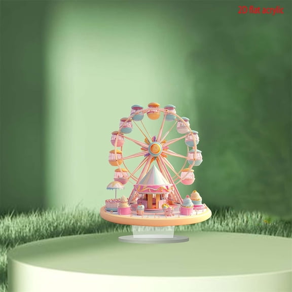 Clearance! Ferris Wheel 2D Acrylic Home Bedroom Study Desktop Decoration Assembly Props Decoration liyanJIAJU Home Decor