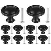 Clearance! Fieroe 10 Pcs Kitchen Cabinet Knobs Round Drawer Handles Cabinet Hardware Round Knobs with Screws Elegant Black Finish for Bathroom Cabinets Dresser Home Decor, Clearance Sale Fixing Clip