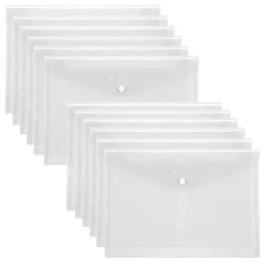 12 Pack A4 Size Plastic Filing Envelopes with Label Pocket, Assorted ...