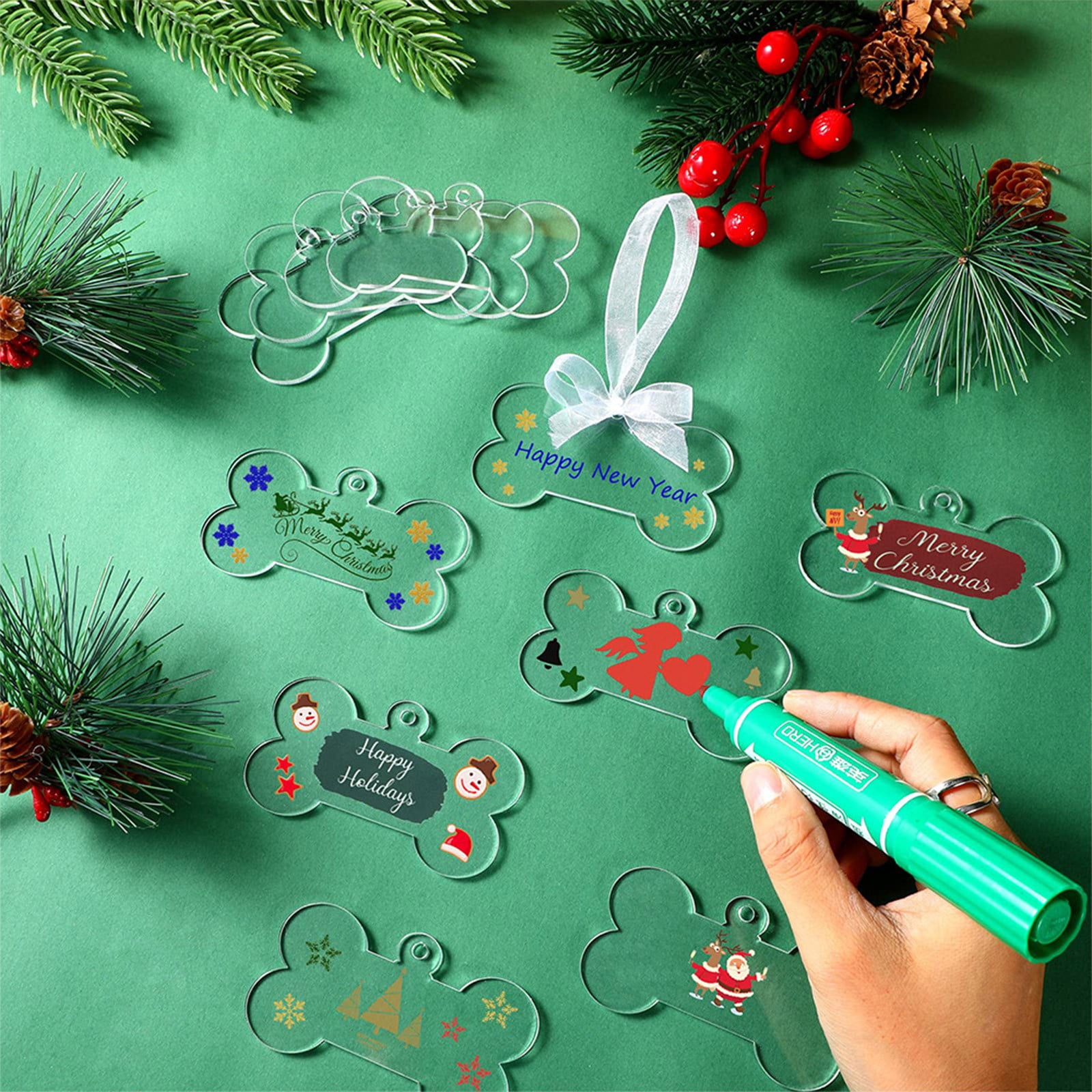 Clearance！Fimeskey 10pcs/20ps Christmas Dog Bone Sublimation Blank