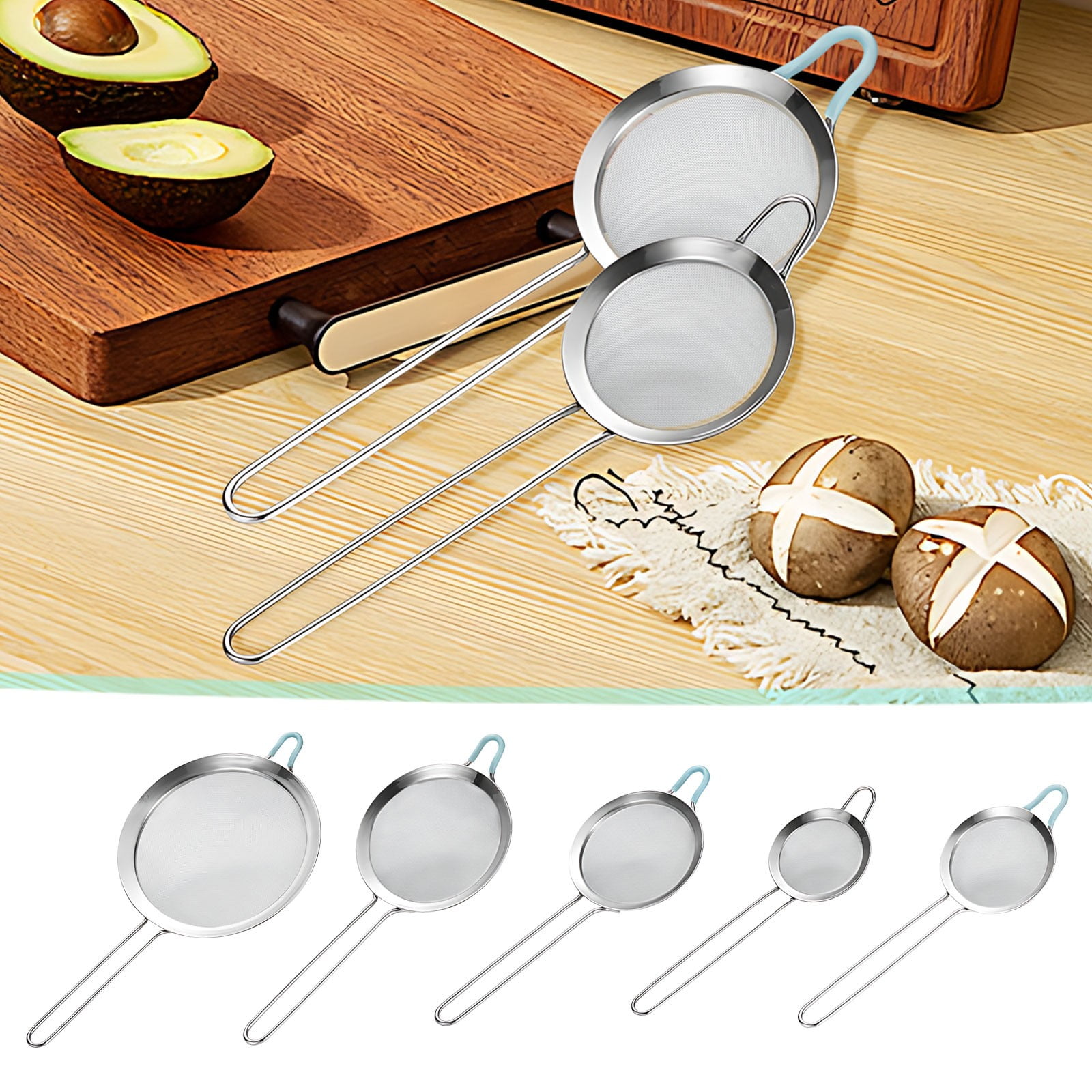 Clearance Fine Strainer Stainless Steel Flour Sifters Hand Helds Flour ...