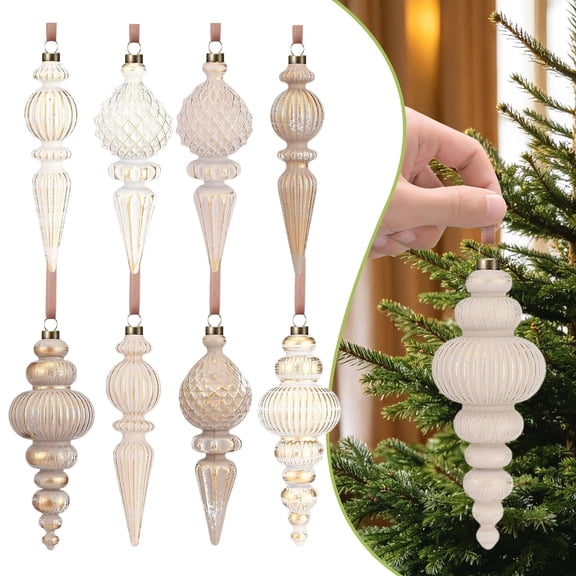 Clearance Finial Christmas Hanging Ornaments Long Drop Pendant Seasonal Home Festive Layout Decor for Christmas Tree Mantel Shelf(A)