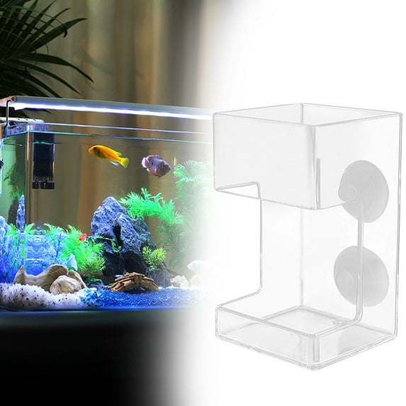 Clearance! Fish Food Feeder Acrylic Clear Fish Tank Feeder with Suction Cup Square Fish Feeder Dish Fish Feeding Ring Transparent Aquarium Fish Feeding Tube Station Floating Food Tray Feeder 1 Fish