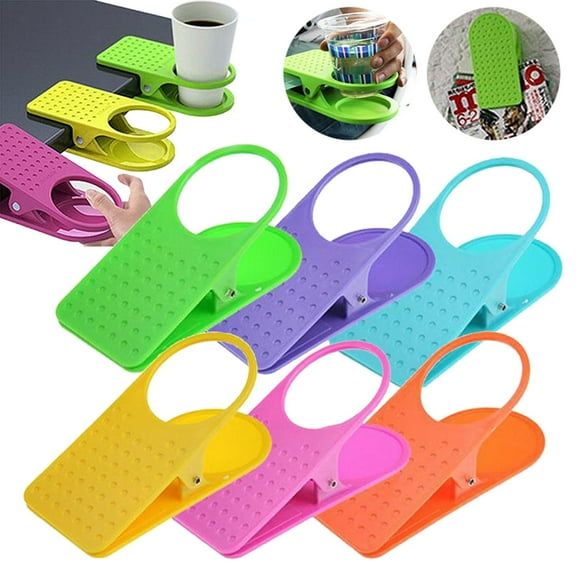 Clearance Fixing Clip under $5,Portable Desk Side Drink Holder Clip For Water Bottle Or Teacup Sun Lounger Drinks Holder Clip Tabletop Gadget Random Colors
