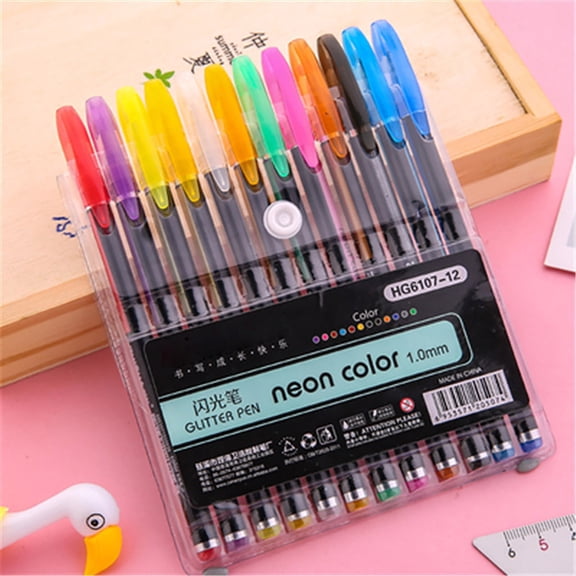 Clearance! Flash Pen Fluorescent Marking Pen 12 Color Set A Gel Pens Ballpoint Pens