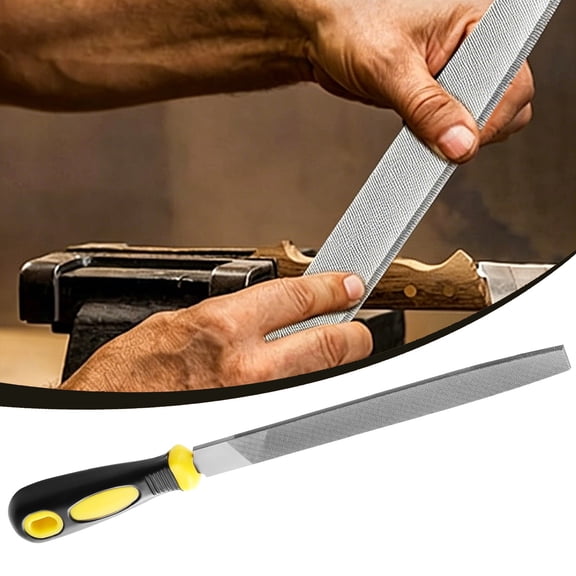 Clearance Flat Hand Metal File, Metal Files for Steel with Ergonomic Handle, High Carbon Steel Files Tools for Metal Wood and Stone Trimming, Shaping, Bastard File with Uniform Teeth