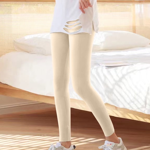 Fleece Lined Winter Thermal Tights for Women Basic Solid High Waisted Leggings Cold Weather Lounge Pants