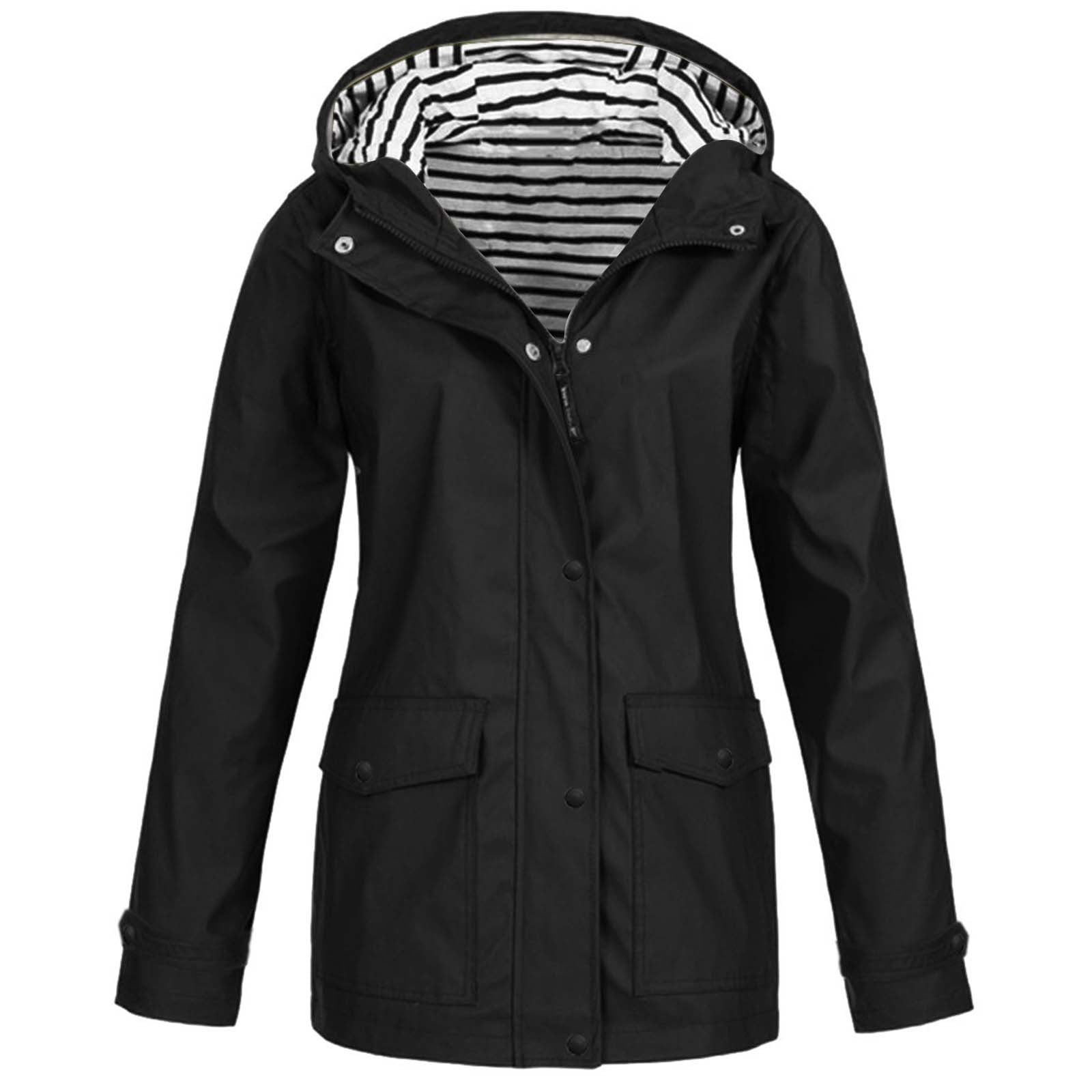 Clearance Fnapos Rain Jacket Women Zip Up Casual Hoodies Lightweight