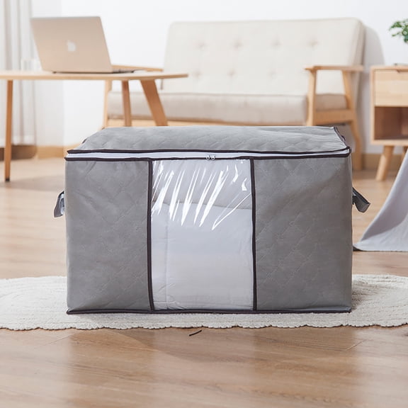 Foldable Large Non-woven Clothes Quilt Blanket Zipper Storage Bag Organizer Box