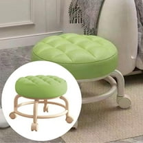 Clearance Folding Chair under $15 Mobile Low Rolling Stool With 360° Swivel Wheels Comfortable Heavy Duty Household Low Roller Seat Faux Leather Rolling Stool for Home Shop Black