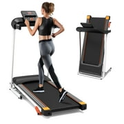 Clearance Folding Treadmill with Incline Foldable Electric Running Walking Machine for Home Fitness Jogging Exercise, Shock-Absorbent Running Deck, Device Holder - Black