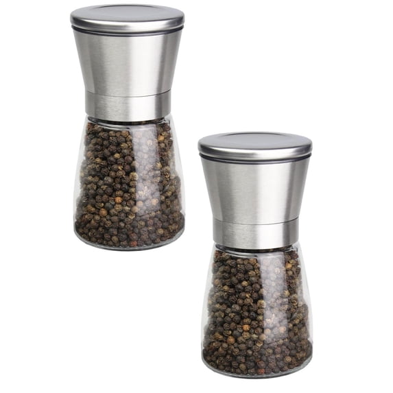 Clearance Food Blender under $8 Stainless Steel Black Pepper Grinder Manual Steel Movement Glass Seasoning Box Seasoning Pot Peppercorns