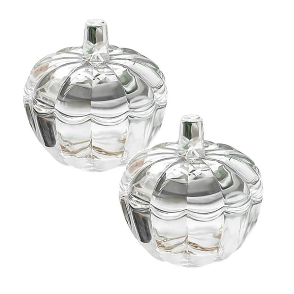 Clearance Food Storage under $15 Glass Pumpkin Candy Jar Halloween Candy Bowl Pumpkin Jars With Lids Pumpkin Jar With Cover Transparent Glass Candy Dish With Lid For Halloween Home Wedding Decor