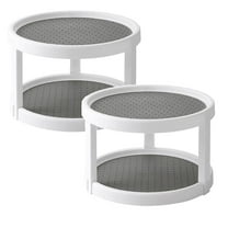 Clearance Food Storage under $20 2 Tier Rotating Rack 10 Inch Non Lazy Turntable Rack For Cabinet Kitchen Fridge Bathroom Makeup Vanity Countertop Under Organizing