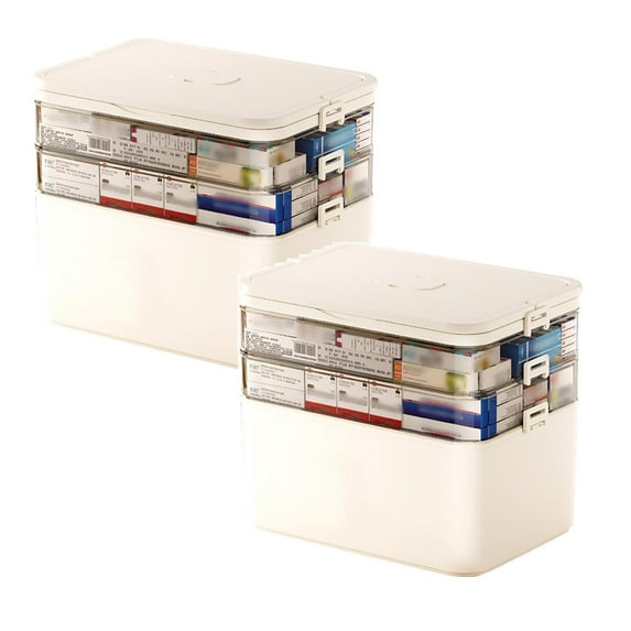 Clearance Food Storage under $20 3 Tier Storage Box Empty Family Emergencies Kit Container Portable Plastic Storage Organizer Holder Multipurpose Box With Handle For Home Travel