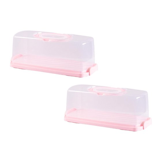 Clearance Food Storage under $20 Portable Transparent Bread Box With Lid Airtight Loaf Cake Storage Container Clear Plastic Bread Handheld Rectangle Lunch Box