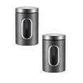 thumbnail image 1 of Clearance Food Storage under $20 Tea Coffee And Sugar Canisters Set Grey Transparent Window Airtight Storage Containers Kitchen Caddy Stainless Storage Jars, 1 of 9