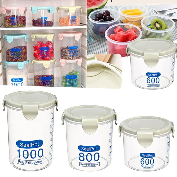 Clearance Food Storage under $5 2022 New Food Storage Containers 3 Colors Combination 1000ml Kitchen Storage Box Sealed Food Preservation Plastic Preserving Pot Container Kitchen Household