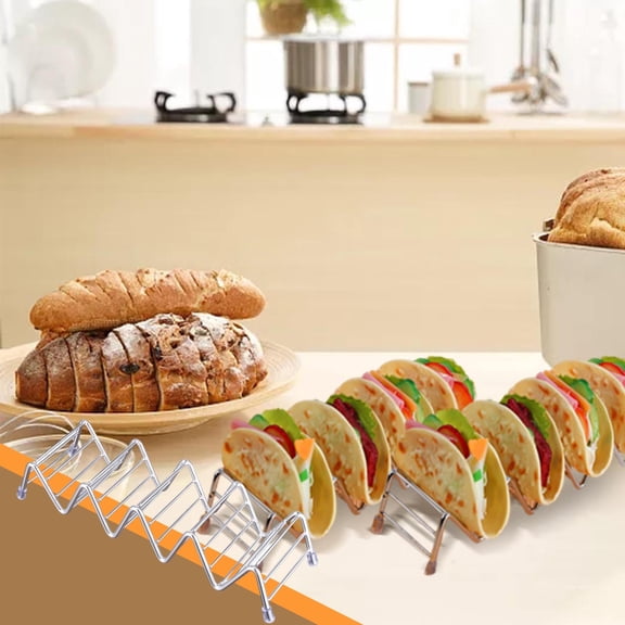 Clearance Food Storage under $6 Stackable Stand With Cups Stainless Steel Stand Accommodates Hard Or Soft Tacos Dishwasher Trays Perfect For Nights And Parties
