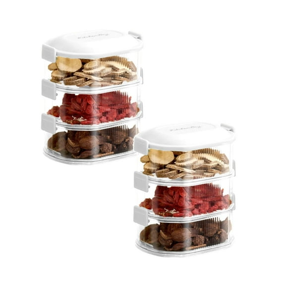 Clearance Food Storage under $8 Three PCS Stackable Kitchen Storage Box Seasoning Containers Stackable Kitchen Condiment Jars With Lids For All Condiments