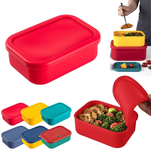 Clearance Food Storage under $10,Heat Silicone Lunch Box With Lid Leakproof Fresh Keeping Lunch Container For School