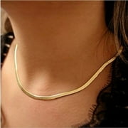 YTTAL Clearance!Fragarn 14k Gold Plated Herringbone Necklace, snake Chain, Gift For Mom, Mother's Day Mens, women's, Teens