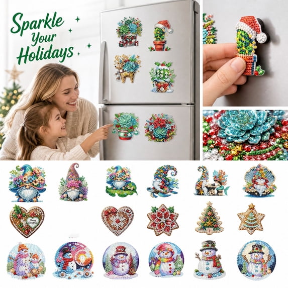 Clearance! Fridge Magnets for Home - Diamond Painting DIY Stickers for Refrigerator, Kitchen Decor, Locker Accessories and Whiteboard