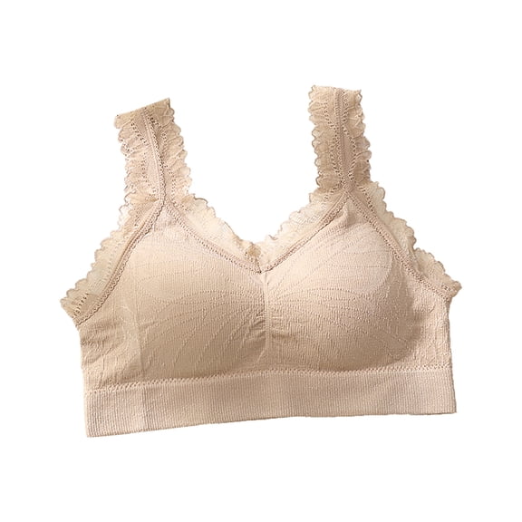 Front Close Bras for Women Fashion Bra Solid Vest Camisole Breathable Push up Tops Underwear V-Neck Padded Bra Feature Hook and Eye Closure Longline Bra Style Y-97 , Beige