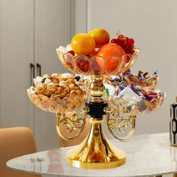 Clearance Fruit Plate under $20 Fruit Plate Rotating Snack Serving Tray Snack Display Tray Divided Serving Dishes Flower Snack Dessert Plate For Living Room Yellow