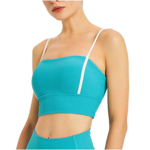 Clearance Full Coverage Bras for Women Xunlbb Plus Size Ladies' Ribbed Shock-absorbing Fitness Slim Shoulder Straps Beautiful Back Yoga Clothes Suspender Sports Bra(Green,XL)