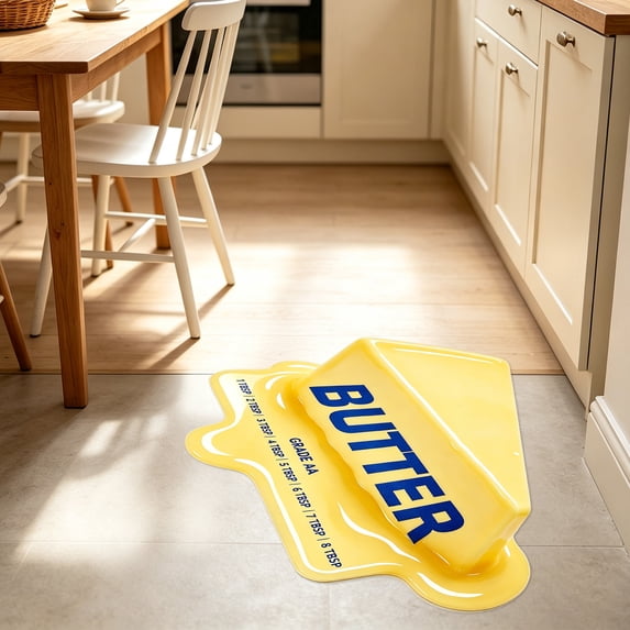 Clearance! Funny Butter Kitchen Mat, Diatomite Rubber Floor Rug for Sink Counter, Non Slip Quick Dry Kitchen Foot Mat (50x80cm/19.69x31.50in)