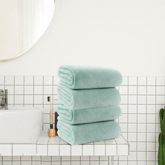 Fwttom 1pc Velvet Bath Towel Towel For Adult Daily Use At Home Absorbent Dry Hair Towel That Does Not Hair Beach Towel Strip Patterned Bath Towel, Camping Essentials and Beach Essentials
