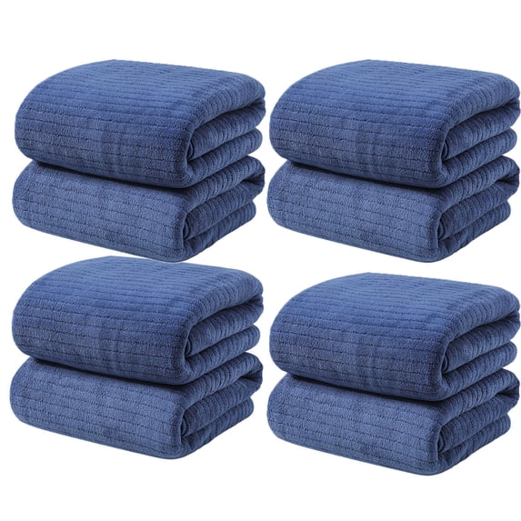 Fwttom 4PC Velvet Towel For Adult Daily Use At Home Absorbent Dry Hair Towel That Does Not Hair Beach Towel Strip Patterned Bath Towel, Camping Essentials and Beach Essentials