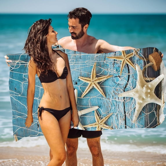 Fwttom Fine Fiber Beach Towel Light Bath Towel Sand Beach Blanket Travel Swimming Pool Multifunctional Towel 28x60 Inches, Camping Essentials and Beach Essentials