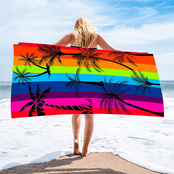 Fwttom Microfiber Beach Towel, Colorful Fast Drying Sand Free Beach Towels Oversized, Super Lightweight Bath Towels for Swimming Pool, Camping Essentials and Beach Essentials