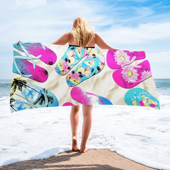 Fwttom Microfiber Beach Towel, Colorful Fast Drying Sand Free Beach Towels Oversized, Super Lightweight Bath Towels for Swimming Pool, Camping Essentials and Beach Essentials