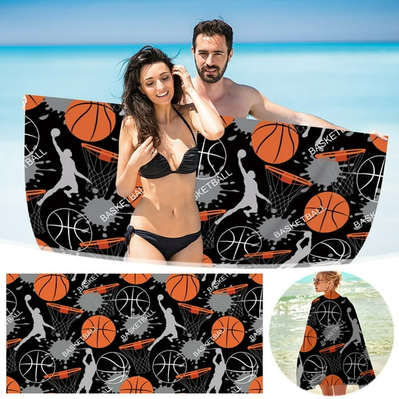 Fwttom Microfiber Beach Towel Super Lightweight Colorful Bath Towel Sandproof Beach Blanket Multi-Purpose Towel For Travel Swimming Pool 30x60 Inch, Camping Essentials and Beach Essentials