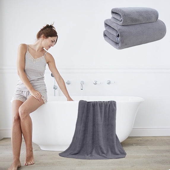 Fwttom Soft Linen 2 Pc Towel Set 1 Bath Towel 1 Washcloth Towels For Bathroom Towel Set For Adults-Highly Absorbent And Towel Set, Camping Essentials and Beach Essentials