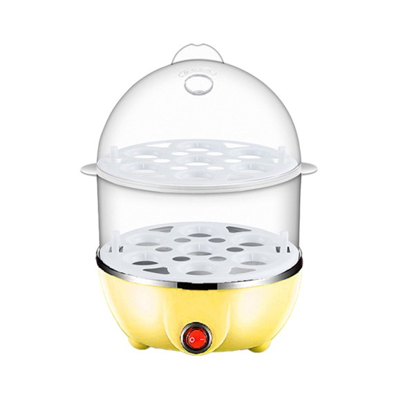 Clearance! GUIGUI Egg Beater Eggs Cooker Double Breakfast Machine Stainless Steel Multi Function Steamer (Yellow)
