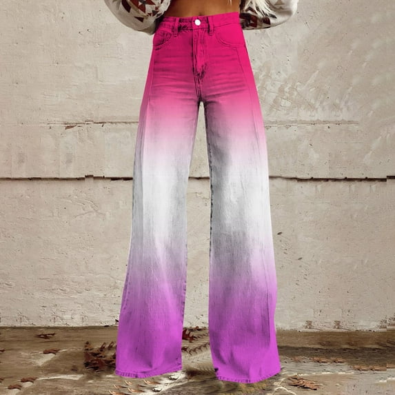 Clearance! GZWYHT Baggy Jeans For Woman Straight Leg Jeans For Women Jeans For Women Straight Leg Jeans For Women Wide Leg Jeans Woman Pink M Clearance!