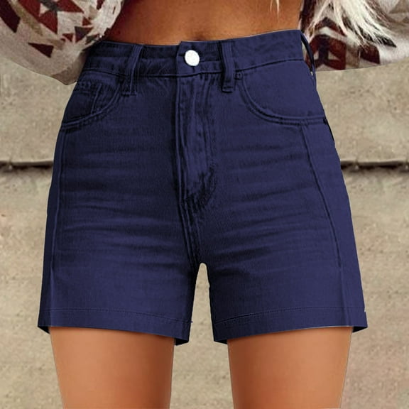 Clearance！ GZWYHT Jean Shorts for Women Stretchy Jean Shorts For Women Ripped Jean Shorts Denim Shorts Women Women's High Waisted Denim Shorts Blue M Clearance！