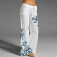 thumbnail image 1 of Clearance！ GZWYHT Linen Pants For Women Wide Leg Linen Pants For Women High Waisted Palazzo Pants Lounge Pants Women Sweatpants Women Blue 3XL Clearance！, 1 of 3