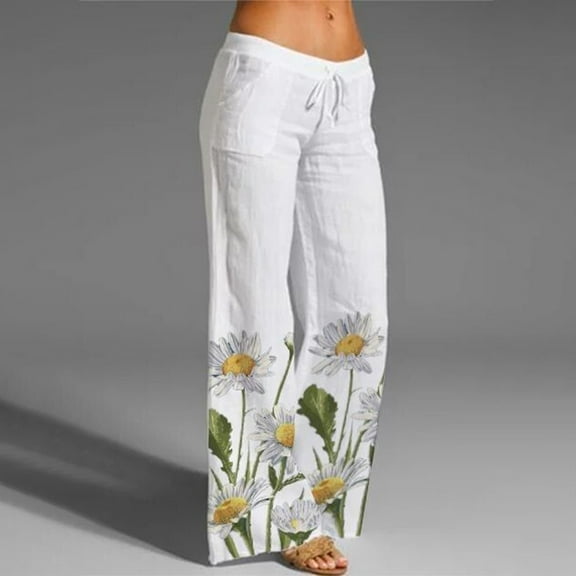 Clearance！ GZWYHT Linen Pants For Women Wide Leg Linen Pants For Women High Waisted Palazzo Pants Lounge Pants Women Sweatpants Women Yellow S Clearance！