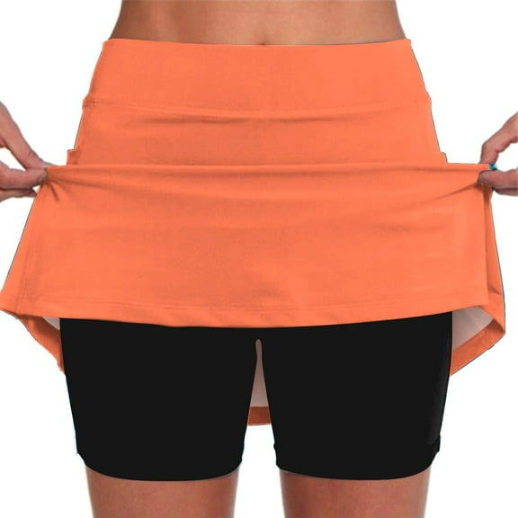 Clearance！ GZWYHT Skorts For Women With Pockets Golf Skirts For Women Athletic Skorts For Women Mini Skirts For Women Tennis Skirt Orange S Clearance！