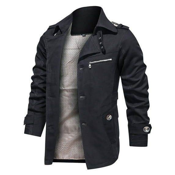 GaThRRgYP Plus Size Coat for Men Long Sleeves Outwear,Men's Winter Outwear Pure Color Breathable Plus Size Washing Jacket Coat