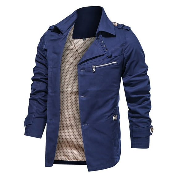 GaThRRgYP Plus Size Coat for Men Long Sleeves Outwear,Men's Winter Outwear Pure Color Breathable Plus Size Washing Jacket Coat