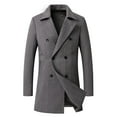 thumbnail image 1 of GaThRRgYP Spring Fall Mens Long Sleeves Coat,Men's Winter Business Woolen Coat Fashion Double Breasted Lapel Mid Length Coat, 1 of 5