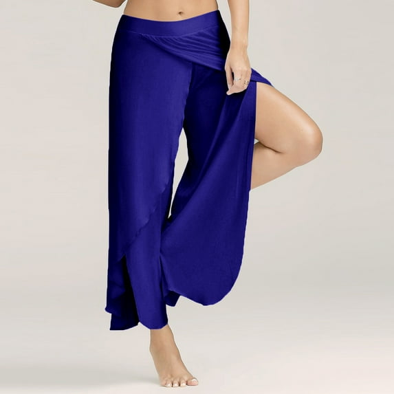 GaThRRgYP Women's Pants $5,Sexy Waist Wide Leg Flowy Pants Women Casual Summer Long Loose Yoga Pants