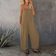 thumbnail image 1 of GaThRRgYP Women's Pants $5,Women Summer European and American Sling Solid Pocket Casual Jumpsuit, 1 of 5